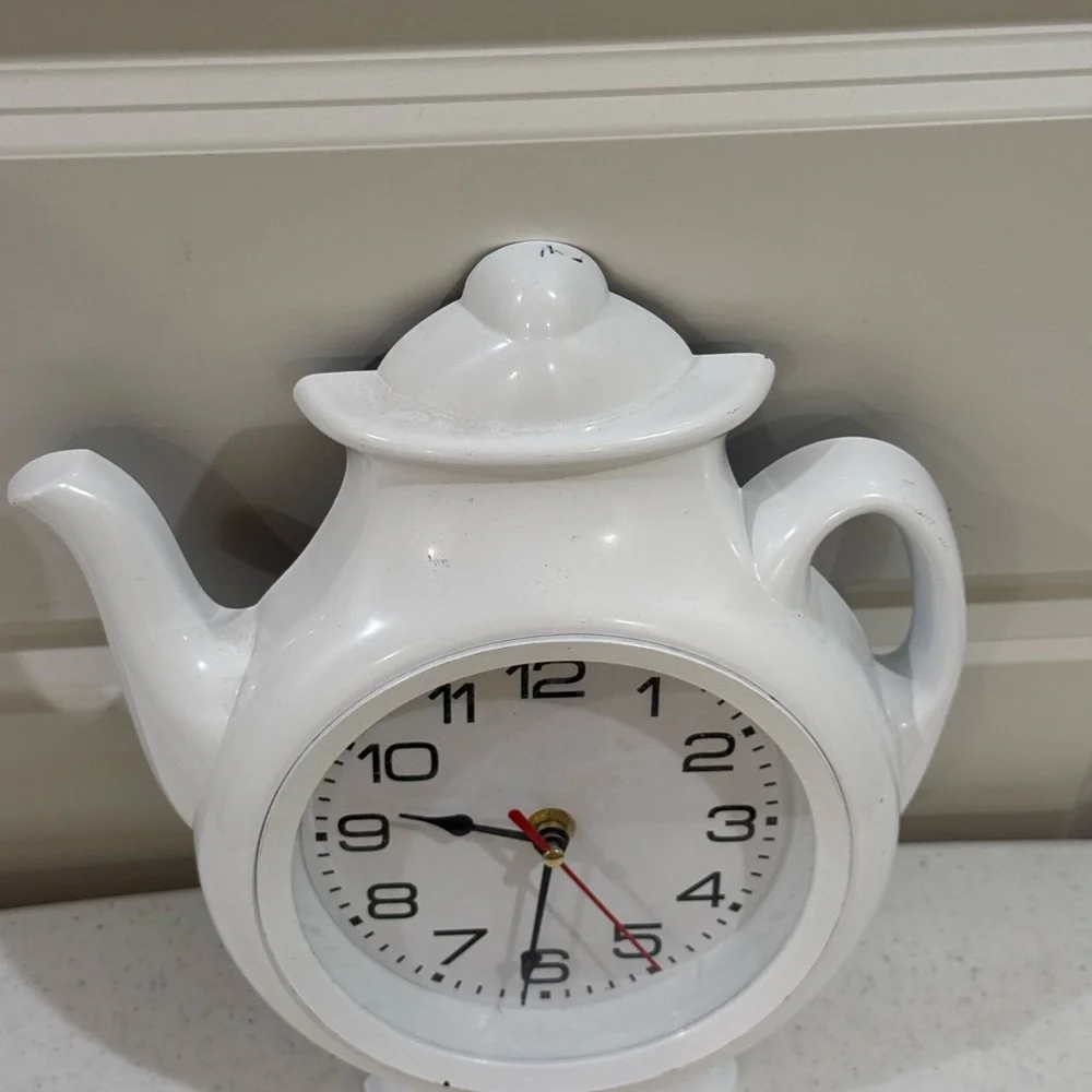 White Teapot Wall Clock